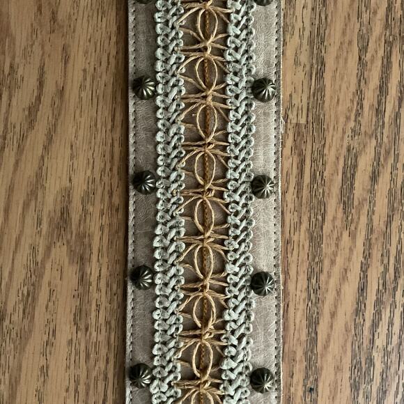LeatheRock Belt Womens Brown Leather Studded Festival Deadstock Vintage Y2K USA main image 4